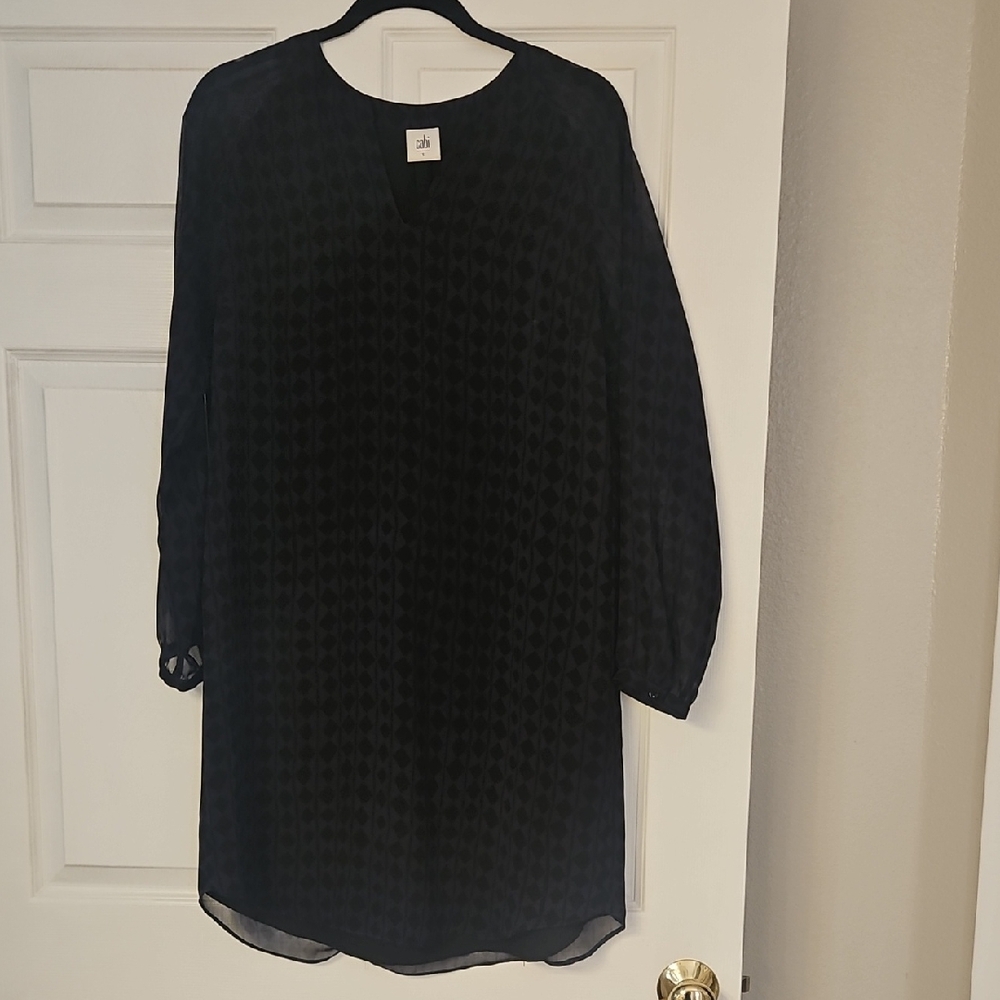 CAbi Black and Purple Geometric Dress